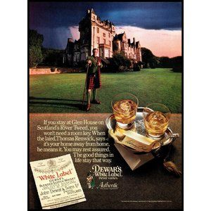 1984 Dewar's White Label Scotch Vintage Print Ad Glen House Scotland Wall Art